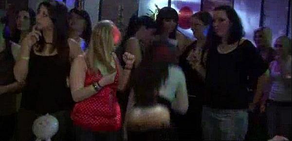  Group girls dancing and drinking on party